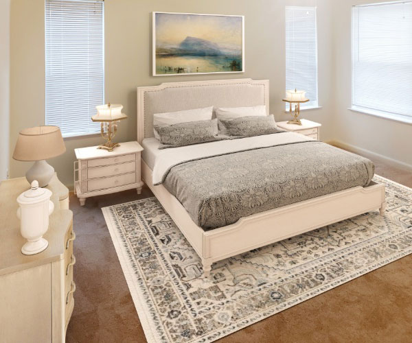 White and grey decorated bedroom